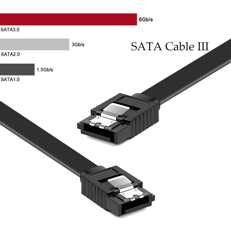 DaFuRui 12-Pack SATA III Cable SATA III 6.0 Gbps Data Cable Straight Black with Locking Latch 16 Inches SATA Cable Pack for HDDã€SSDã€CD and DVD Drives - Image 2